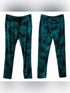 Lululemon Jet Crop Slim Jogger Pants Size 4 Green Teal Abstract  Athletic Yoga